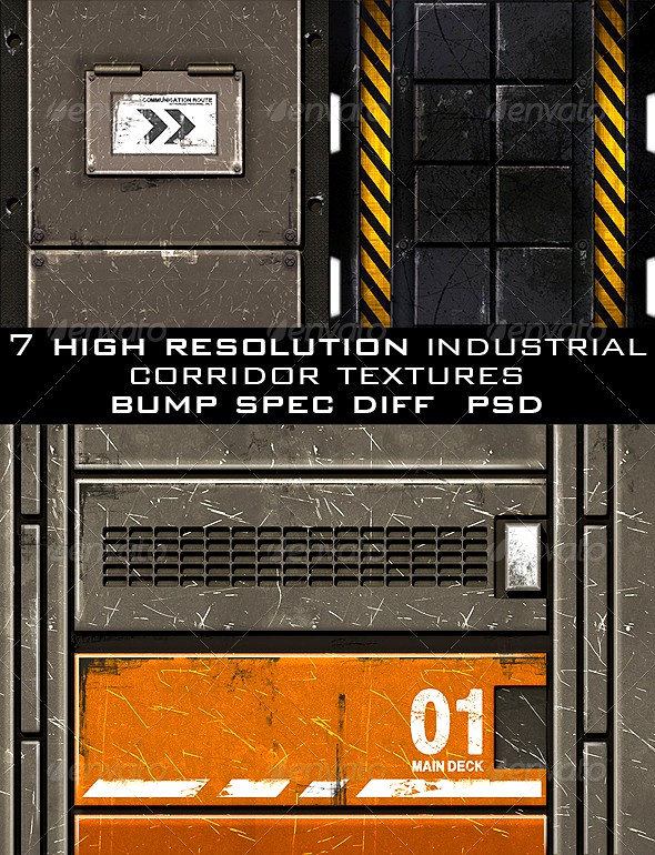 Industrial Corridor Game Texture Pack (7pcs.)