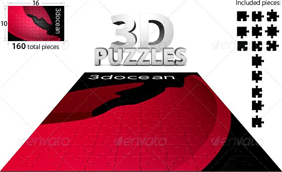 3D Customizable Puzzle Set (16x10)