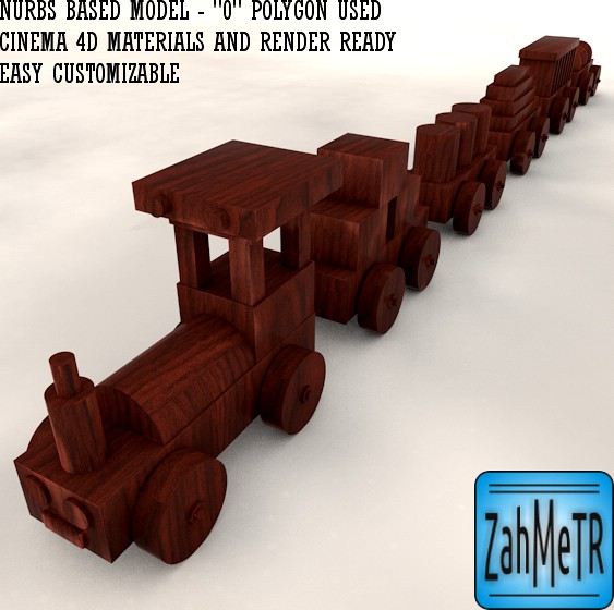 Wooden Train Car Toy Nurbs Based