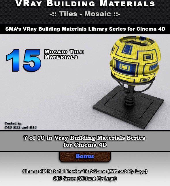 15 VRay Mosaic Tile Materials for Cinema 4D