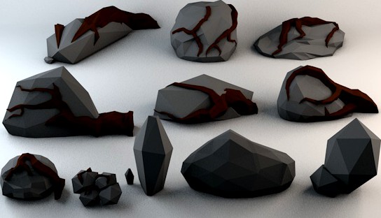 Low Poly Cursed Rocks Pack 1