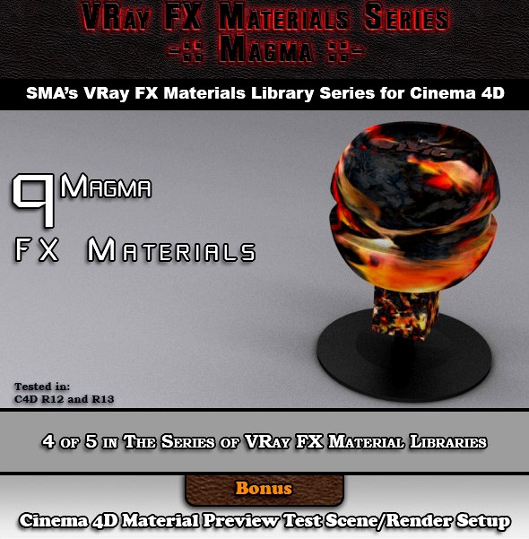 9 VRay FX Magma Materials Pack for Cinema 4D
