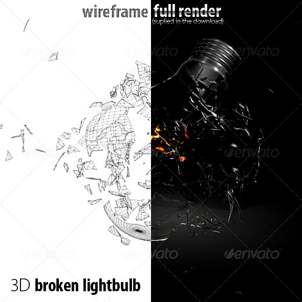 Broken 3D lightbulb
