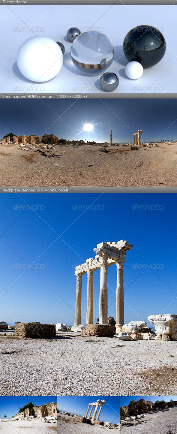 HDRI spherical panorama -0933- sunny Apollo Temple