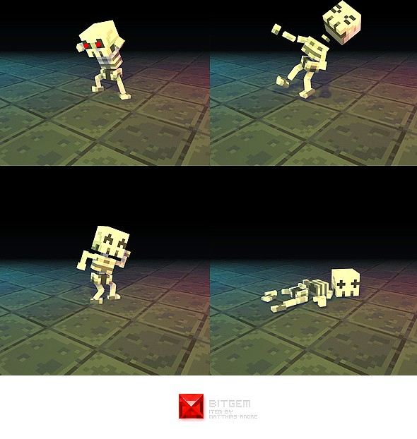 Low Poly 3D Pixel Skeleton