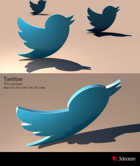Twitter 3D Logotype