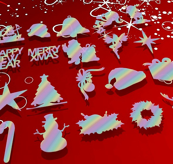 20 Pack of 3D Christmas Shapes