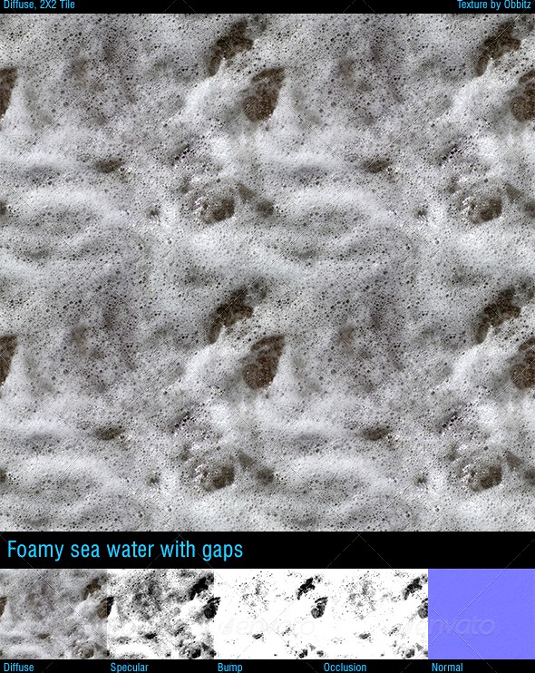 Foamy seawater with gaps