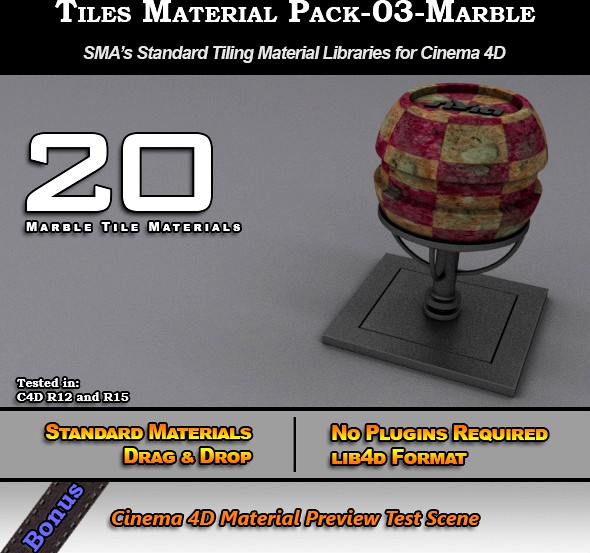 Standard Tiles Material Pack-03-Marble for C4D
