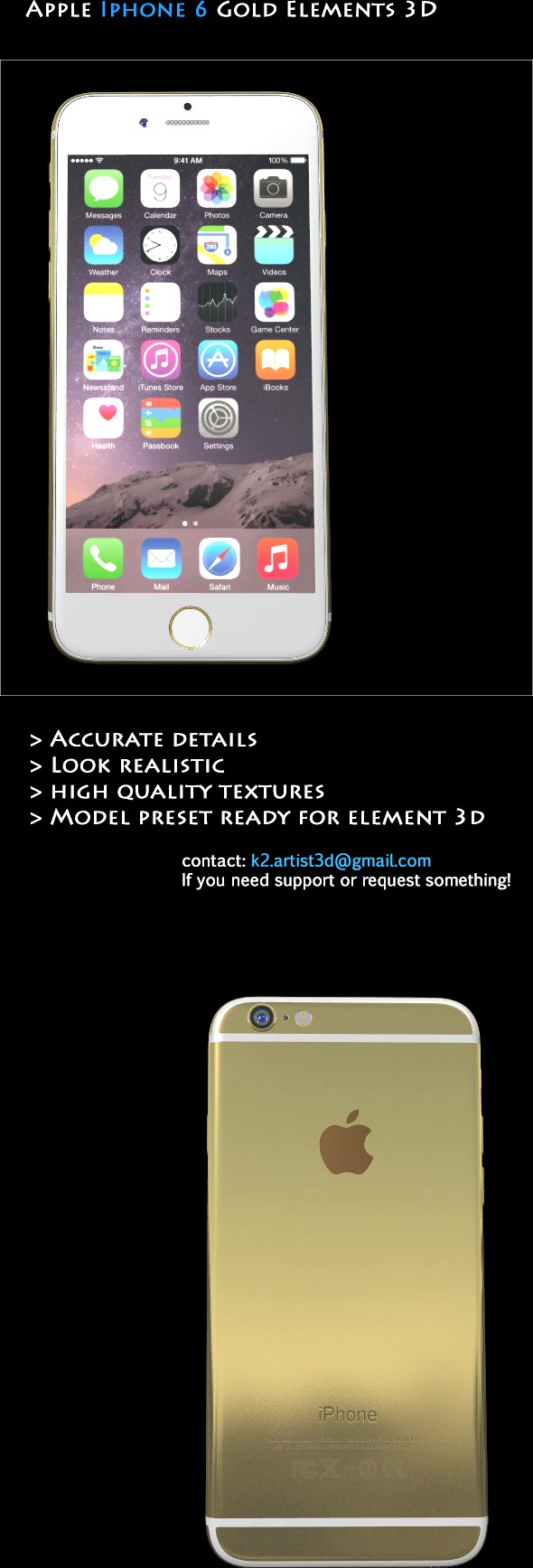 Element3D - Apple Iphone 6 Gold