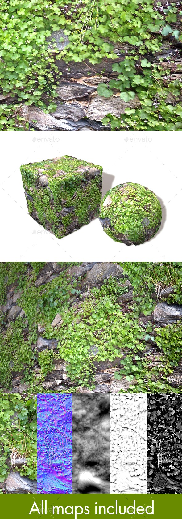 Rock Wall Plants Seamless Texture