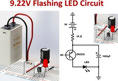 Flashing LED 9V Circuit