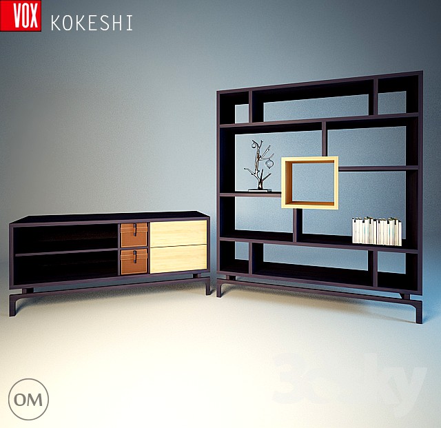 Kokeshi library cupboard and drawer TV VOX Kokeshi with drawers