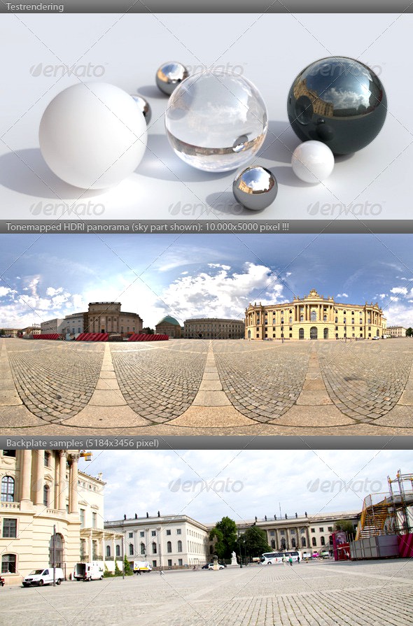 HDRI spherical panorama -0919- plaza sunny sky