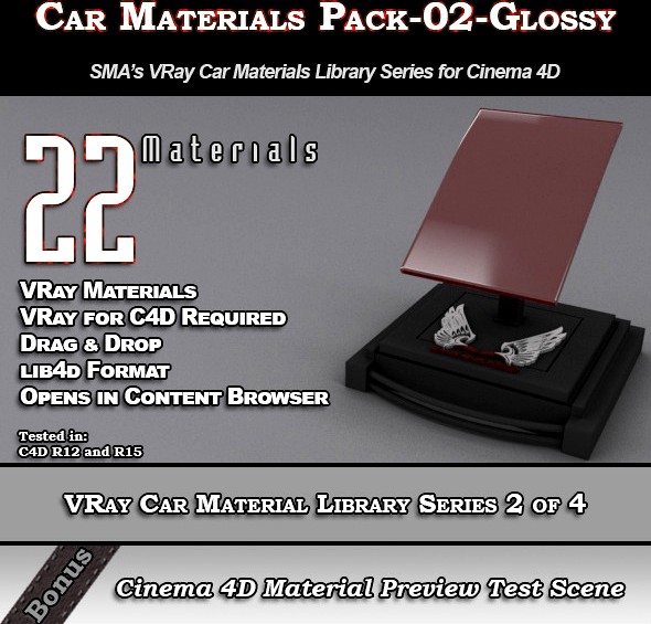 22 VRay Car Materials Pack-02-Glossy for Cinema 4D