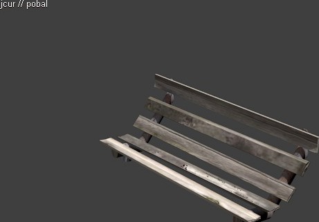 Low Poly Old Wooden Park Bench