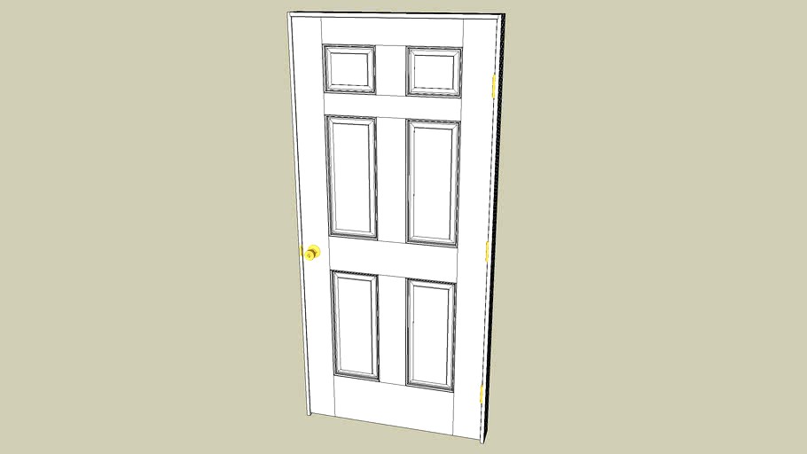 Interior Door 80'x36', 6 Panel w/ 4.5' Frame & Hardware (Arlington)