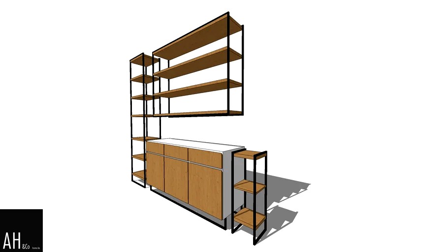Furniture Set Cabinet with Shelving Units