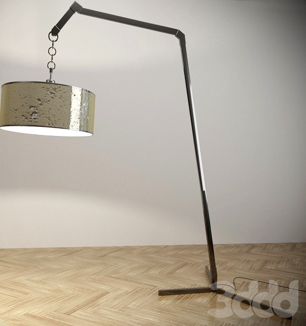 Modern floor lamp with old copper lampshade