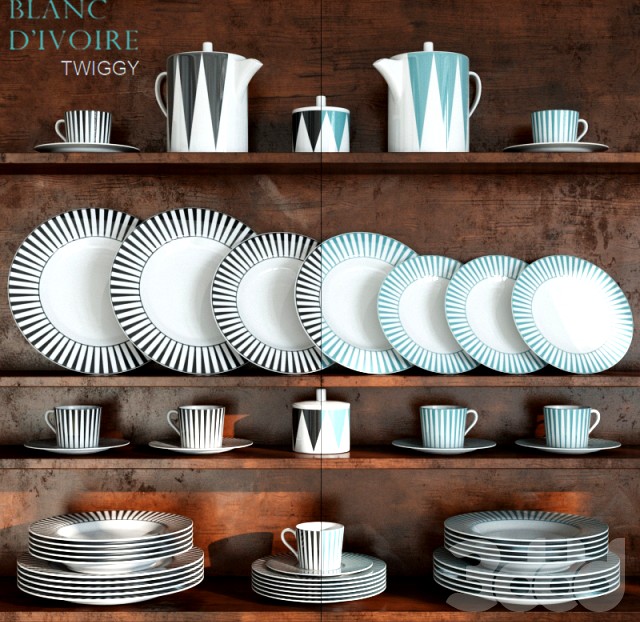 Blanc Divoire TWIGGY, set of dishes