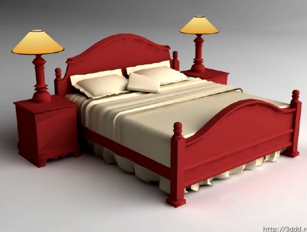 Кровать, 2 тумбочки, 2 светильника