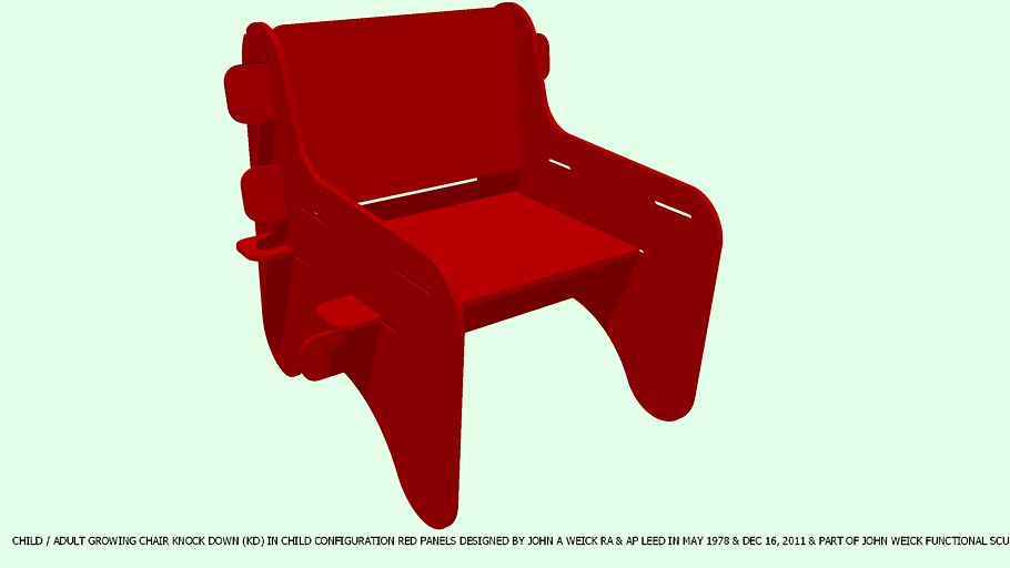 CHAIR CHILD GROWING KD RED PANELS DESIGNED BY JOHN A WEICK RA