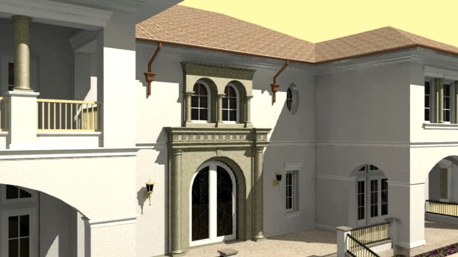 House Spanish Colonial 3 Render + POVRAY