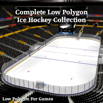 Complete Low Polygon Ice Hockey Arena Collection 3D Model