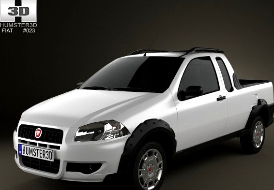 Fiat Strada Crew Cab Working 2012 3D Model