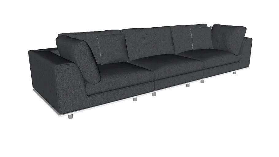 Perry Three Seat Sofa in Shadow Gray Fabric by Modloft