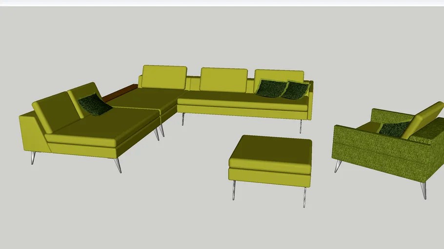 Sofa-Combination Huntington with Loveseat and Stool Estragon green 315x300cm Tommy M GHD