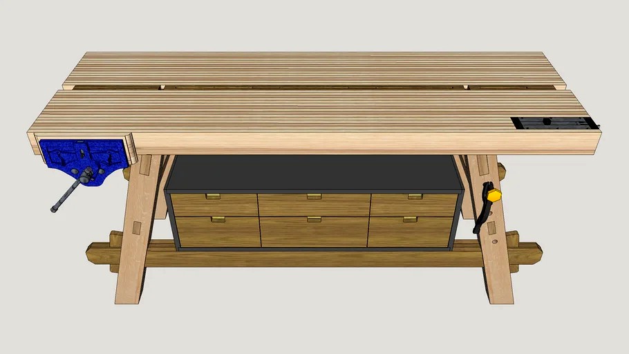 Moravian Workbench with Cabinet Final