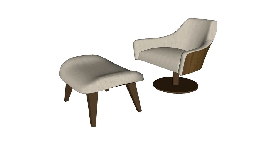 Henry Lounge Chair and Ottoman in Oxford Tan Fabric and Walnut by Modloft