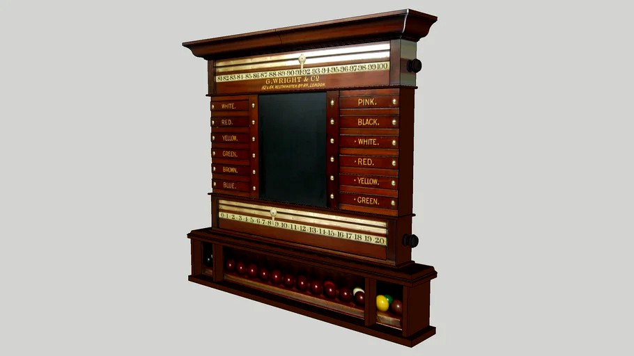 Victorian Mahogany Life Pool & Billiards Scoreboard with Ball Cupboard by George Wright & Co, London