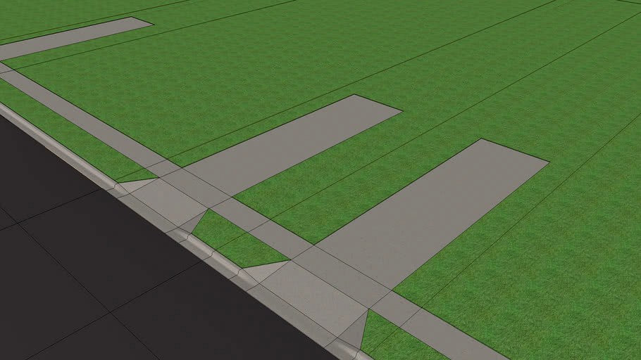 city block w/ streets,sidewalks and nice curb cuts - render ready