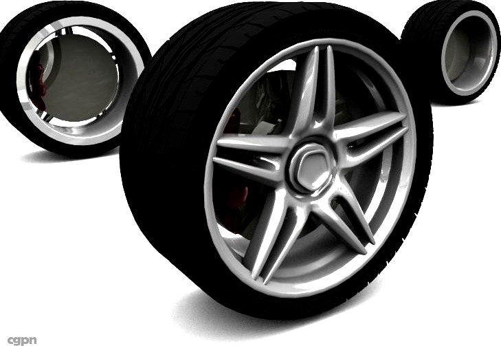 5 Spoke Rims and Tires3d model