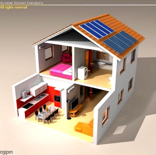 House cutaway two floor3d model