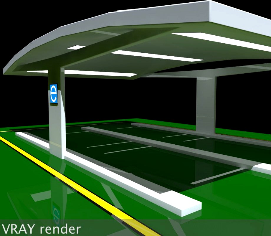 Electric Vehicle Car Charging Station without Charging Units3d model