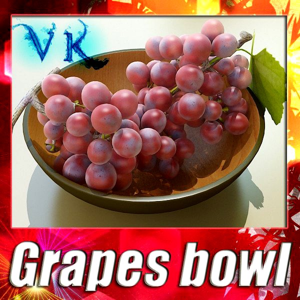 Fruit basket 12 + Red Grapes3d model