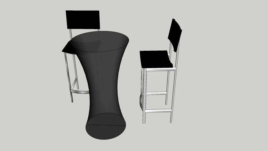 Black Poseur Table with Black Stools