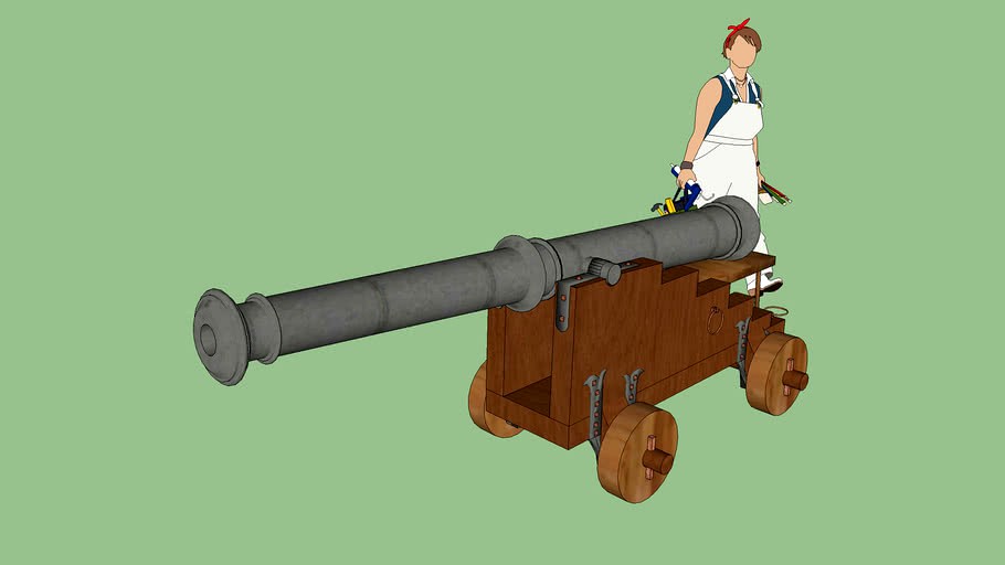 english Saker Medium cannon circa 1600s on a ship stand