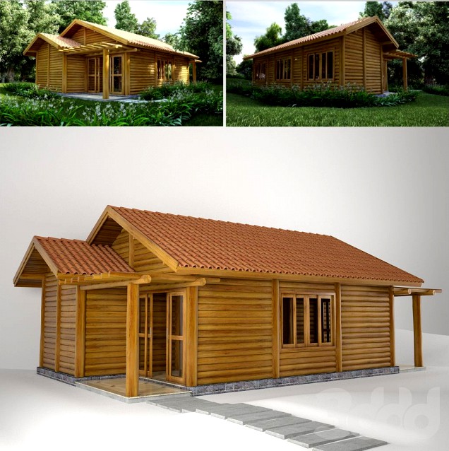 rustic wooden cabin with terrain