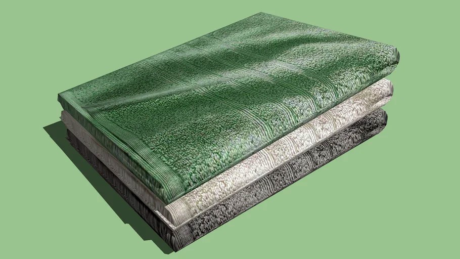 Stack of Bath Towels Grey, Green Beige, (Tan)