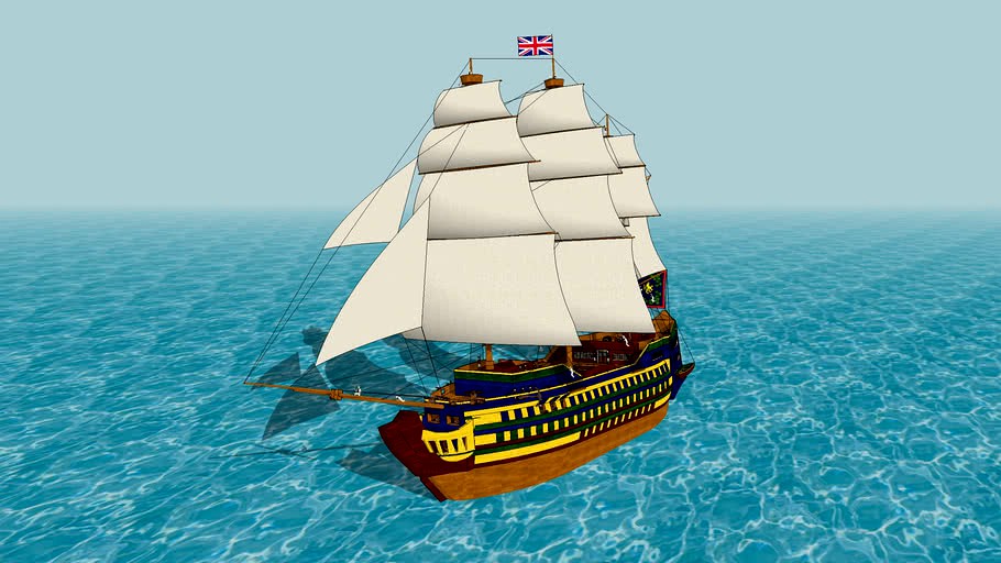 18th Century First Rate Ship of the Line and Company Flagship