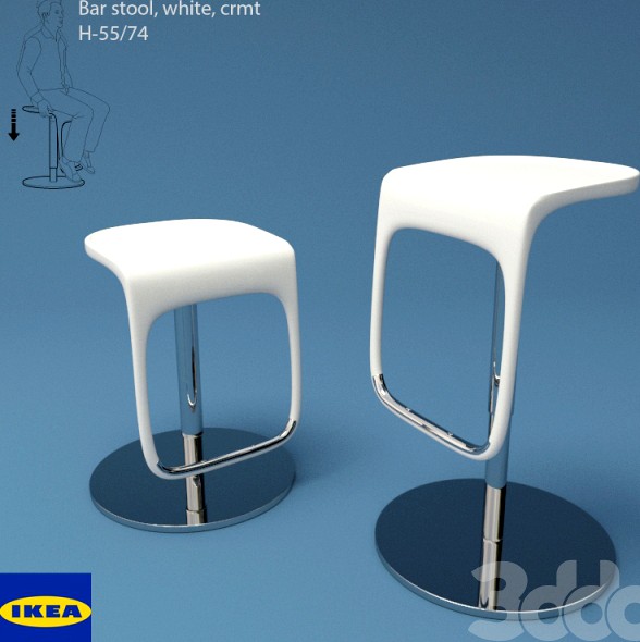 Bar stool, white, crmt