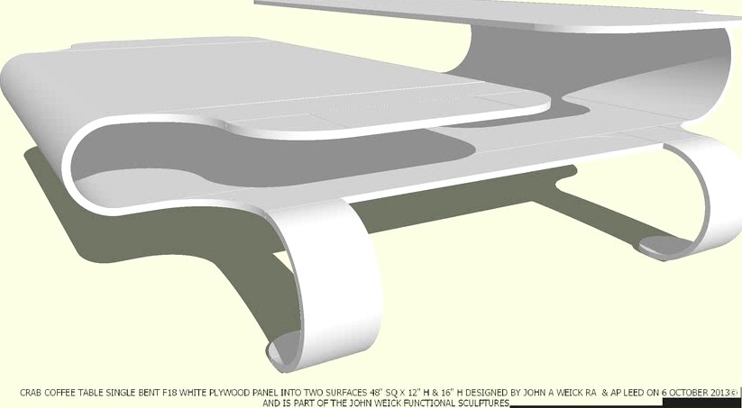 TABLE WHITE CRAB COFFEE BY JOHN A WEICK RA & AP LEED