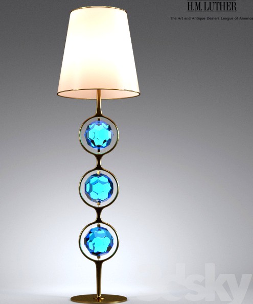 A Pair of Unique Blue Glass and Nickel Lamps II