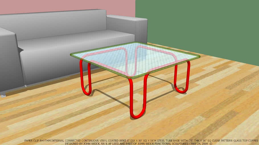 COFFEE TABLE DESIGNED BY JOHN A WEICK RA & AP LEED