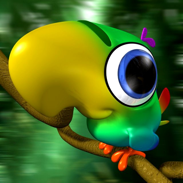 Cartoon Parrot Rigged 3D Model