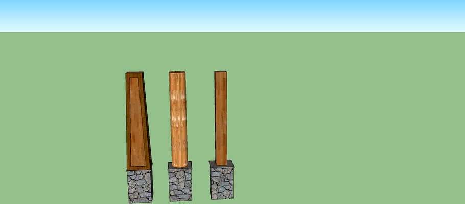 Wood and Stone Pillars